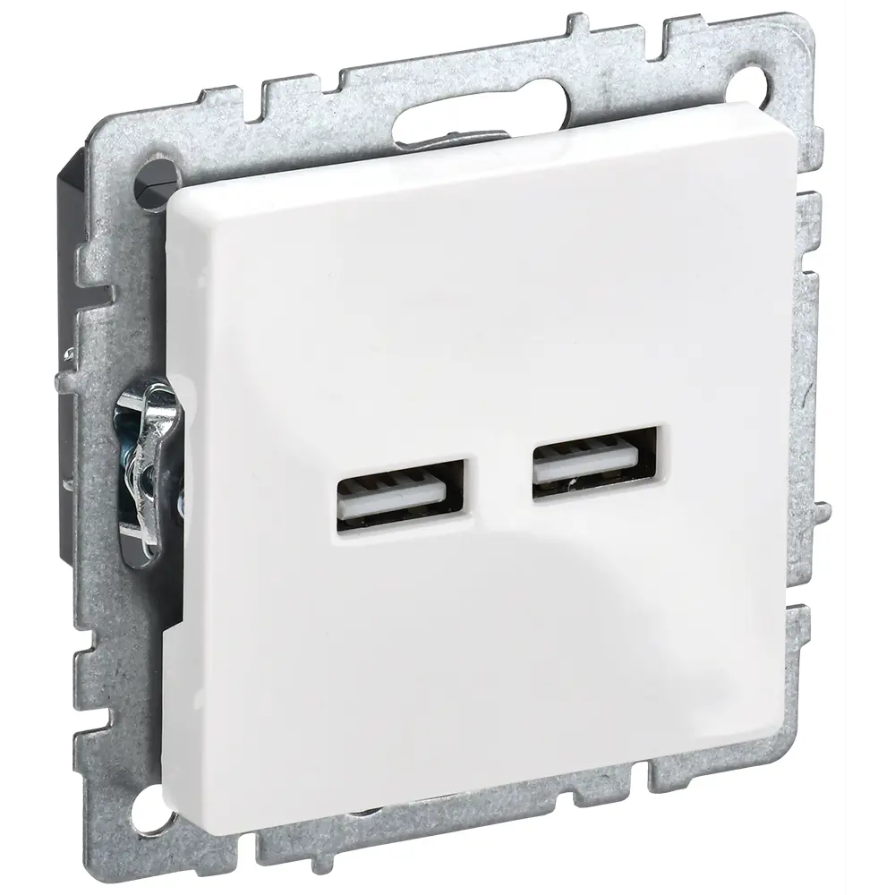 Фото 2 Розетка USB встраиваемая Iek Brite BR-U21-D31-K01 цвет белый Фото 2 Розетка USB встраиваемая Iek Brite BR-U21-D31-K01 цвет белый