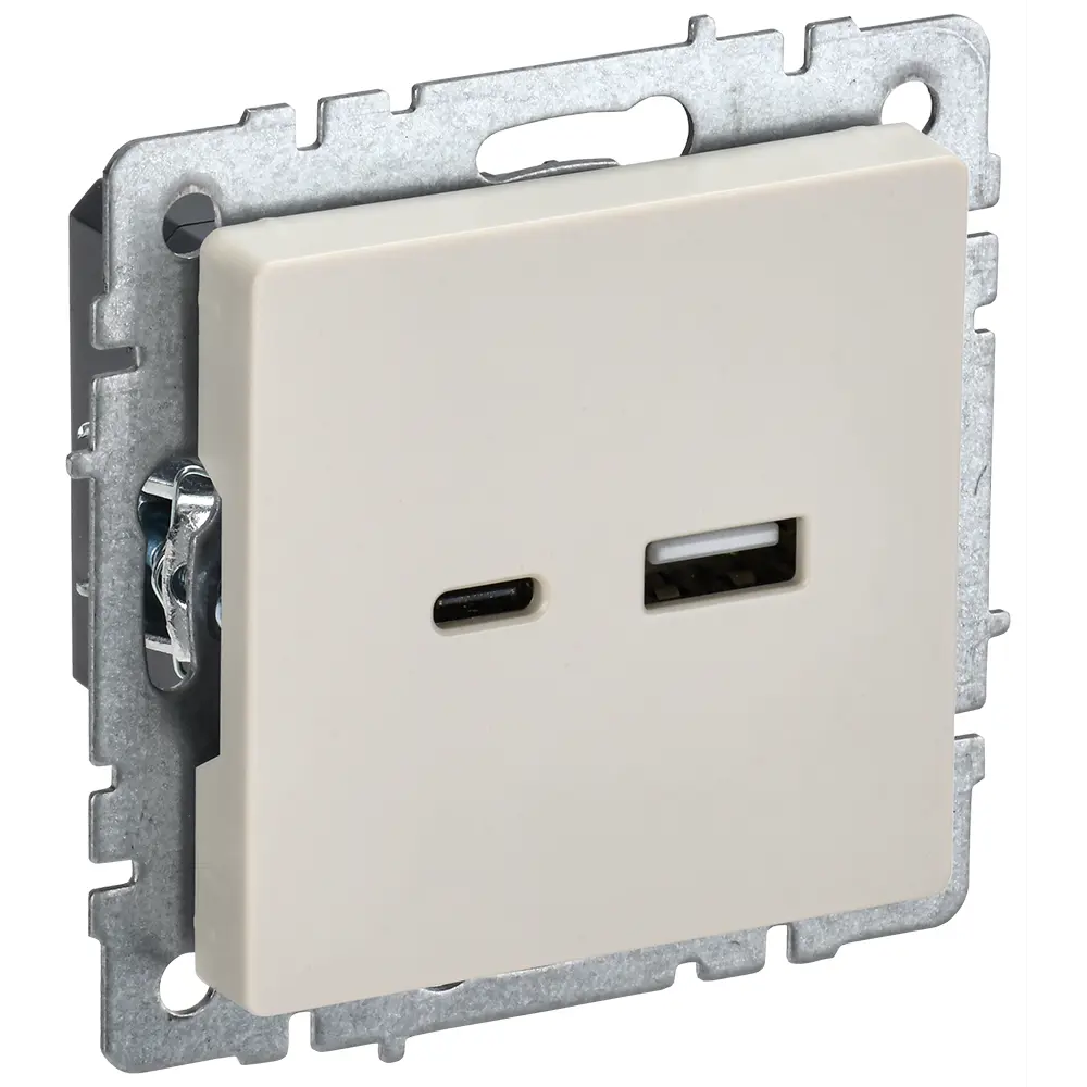 Фото 2 Розетка USB встраиваемая Iek Brite BR-U22-018-K10 цвет бежевый Фото 2 Розетка USB встраиваемая Iek Brite BR-U22-018-K10 цвет бежевый