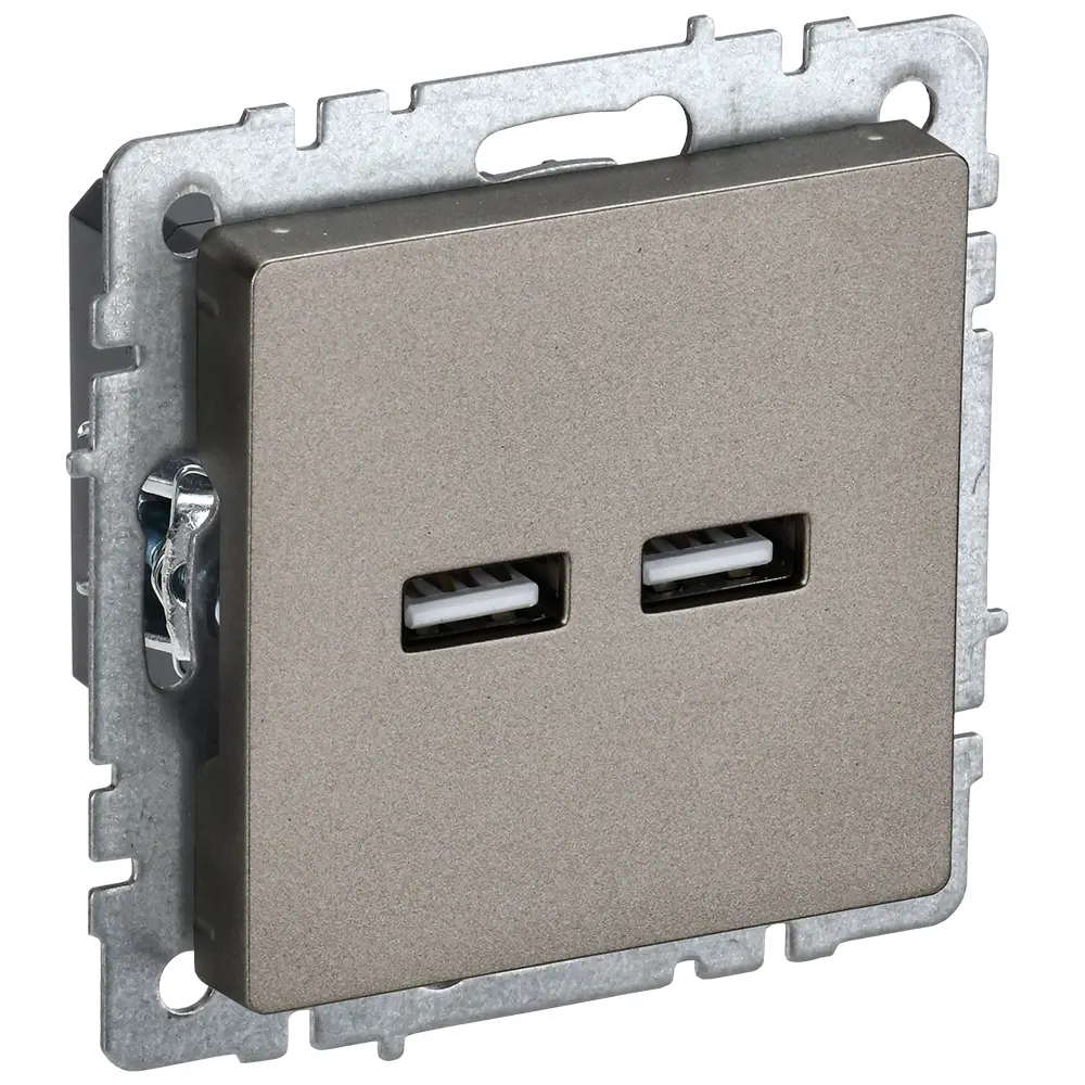 Фото 2 Розетка USB встраиваемая Iek Brite BR-U21-D31-K37 цвет шампань Фото 2 Розетка USB встраиваемая Iek Brite BR-U21-D31-K37 цвет шампань