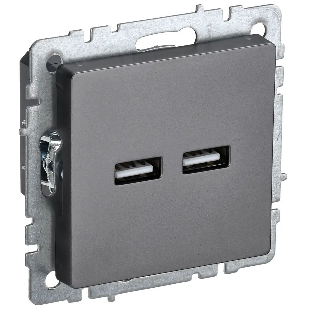 Фото 2 Розетка USB встраиваемая Iek Brite BR-U21-D31-K46 цвет сталь Фото 2 Розетка USB встраиваемая Iek Brite BR-U21-D31-K46 цвет сталь