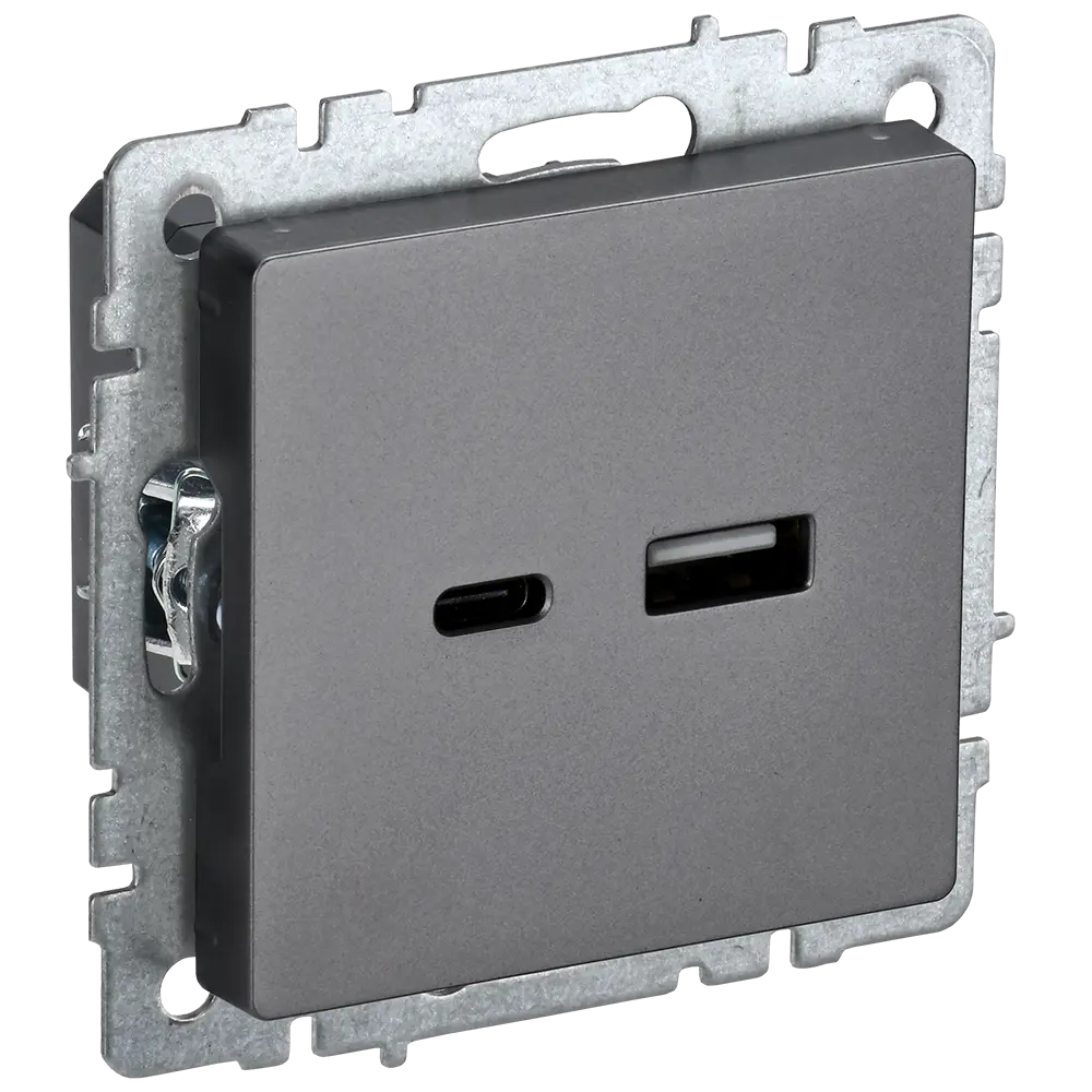 Фото Розетка USB встраиваемая Iek Brite BR-U22-018-K46 цвет сталь Фото Розетка USB встраиваемая Iek Brite BR-U22-018-K46 цвет сталь