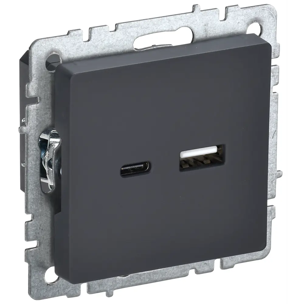 Фото 2 Розетка USB встраиваемая Iek Brite BR-U22-018-K53 цвет графит Фото 2 Розетка USB встраиваемая Iek Brite BR-U22-018-K53 цвет графит