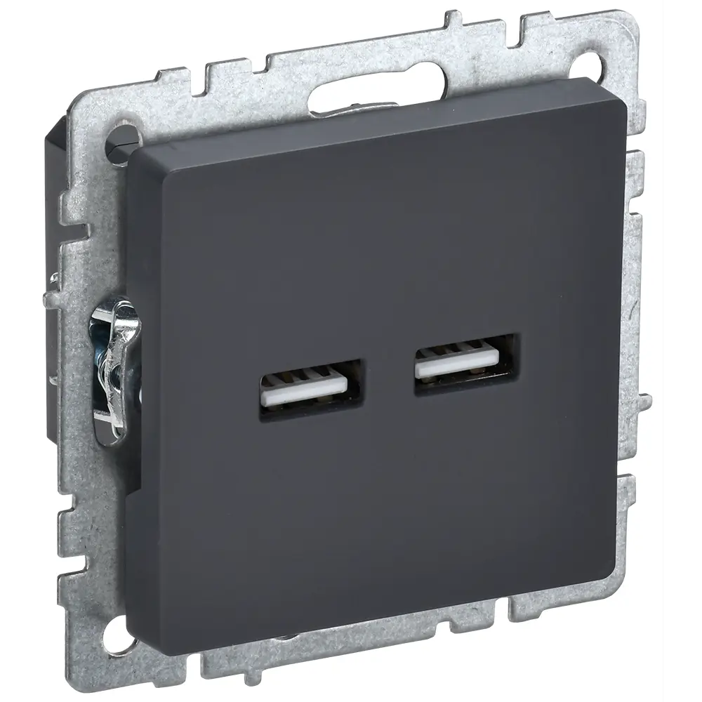 Фото 2 Розетка USB встраиваемая Iek Brite BR-U21-D31-K53 цвет графит Фото 2 Розетка USB встраиваемая Iek Brite BR-U21-D31-K53 цвет графит