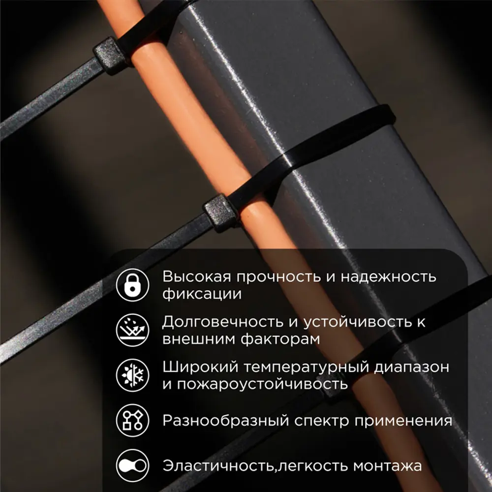 Фото 3 Кабельная стяжка Rexant 920x9 мм нейлон цвет черный 25 шт. Фото 3 Кабельная стяжка Rexant 920x9 мм нейлон цвет черный 25 шт.