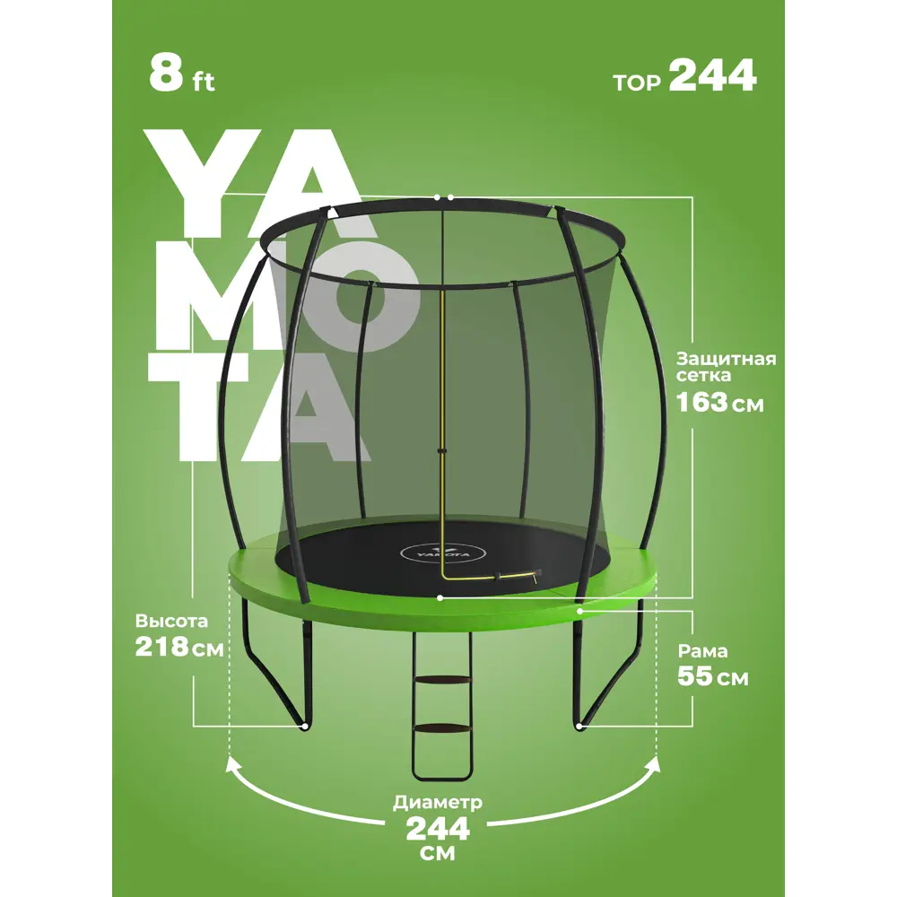 Фото 8 Батут Yamota Top 8ft 244x185 см лестница в комплекте