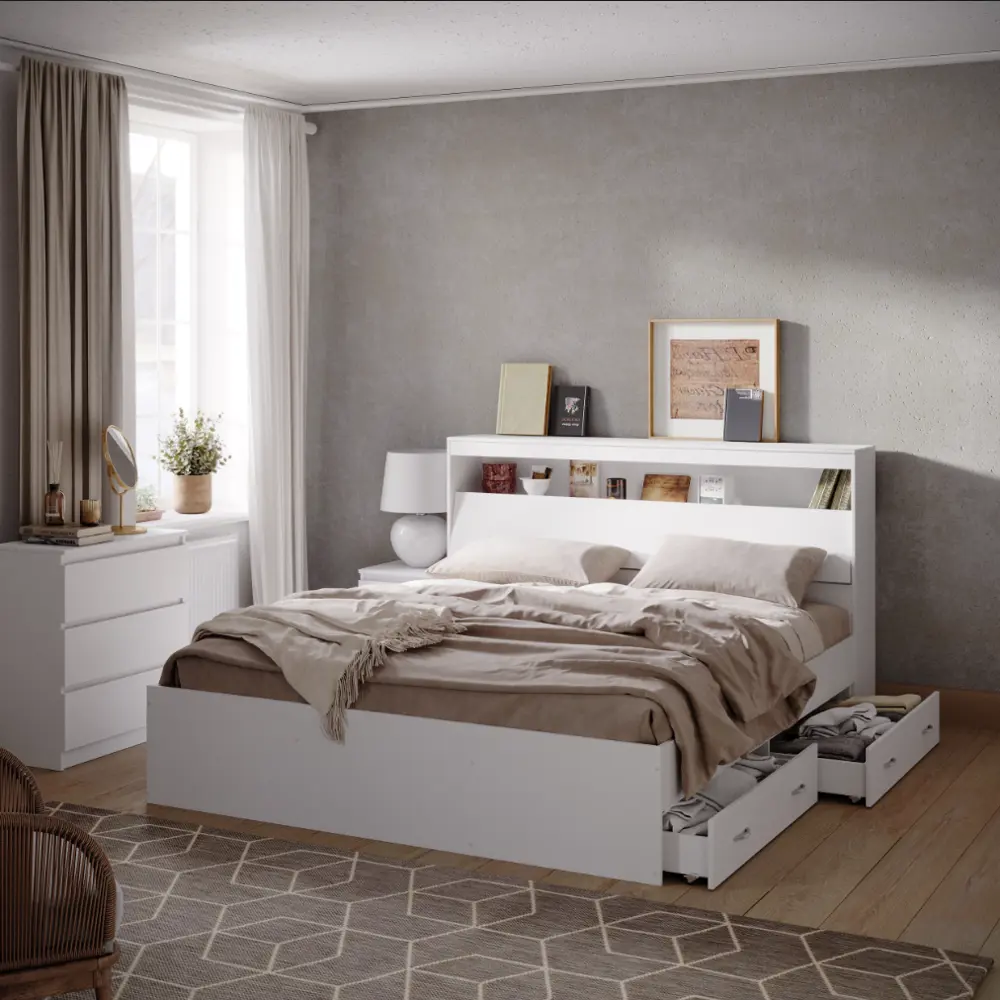Фото Кровать Ruhome24 Виктория 150x110x233 см лдсп цвет белая шагрень Фото Кровать Ruhome24 Виктория 150x110x233 см лдсп цвет белая шагрень