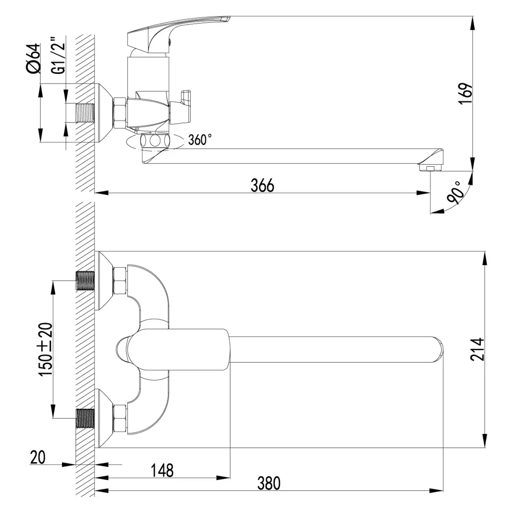 Фото 4 Смеситель для ванны lemark plus shape» LM1751C Фото 4 Смеситель для ванны lemark plus shape» LM1751C