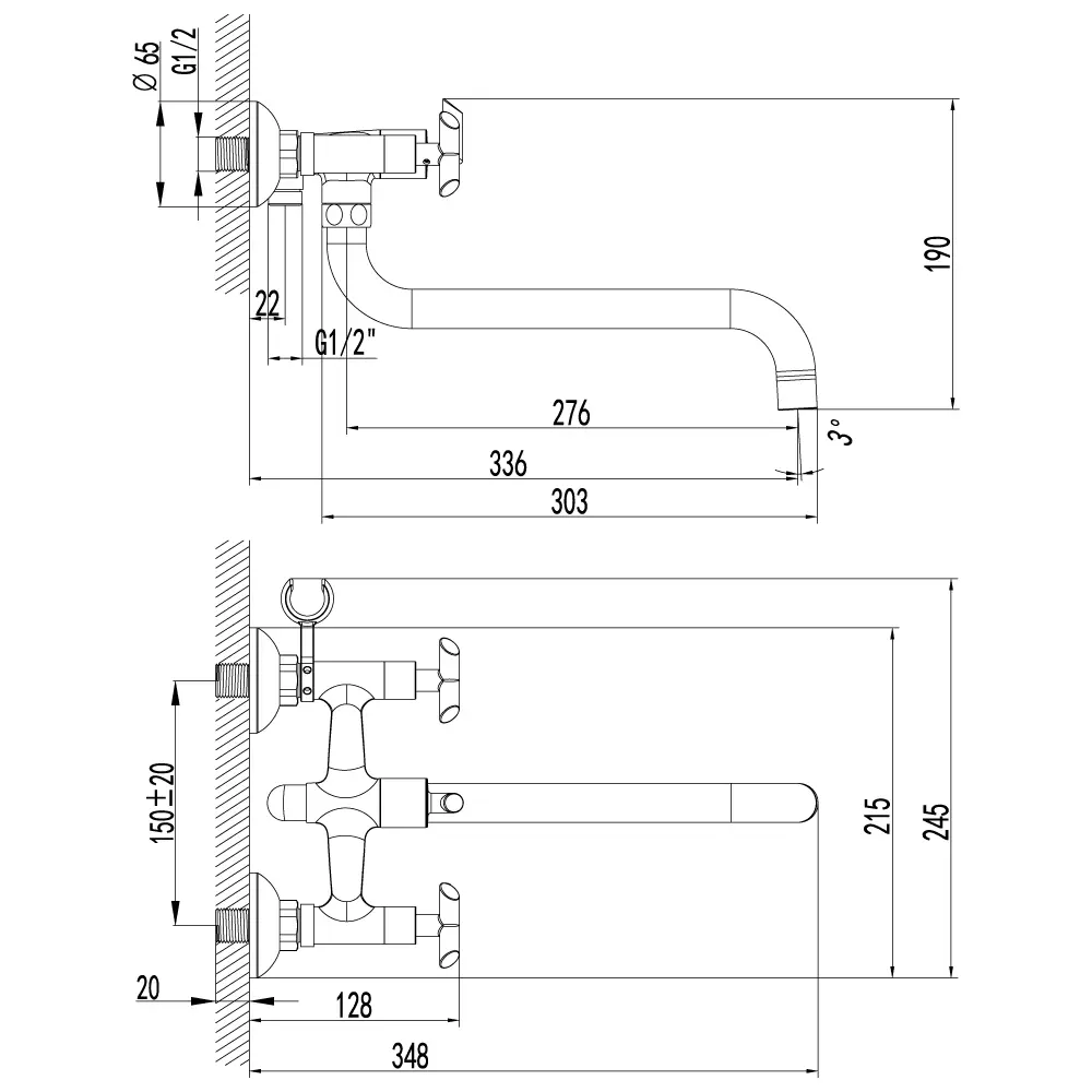 Фото 3 Смеситель для ванны lemark Practica LM7551C Фото 3 Смеситель для ванны lemark Practica LM7551C