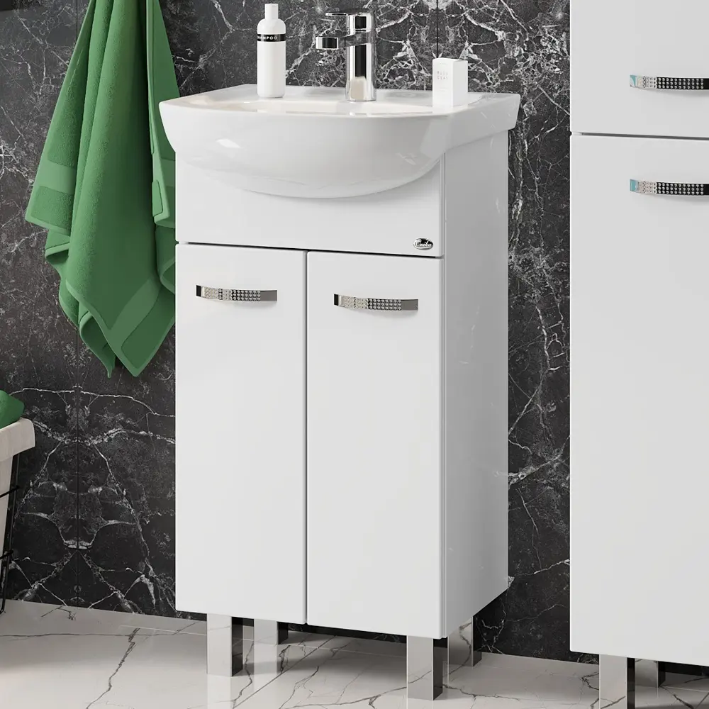 Фото 7 Тумба под раковину напольная Onika 104701 41см цвет белый