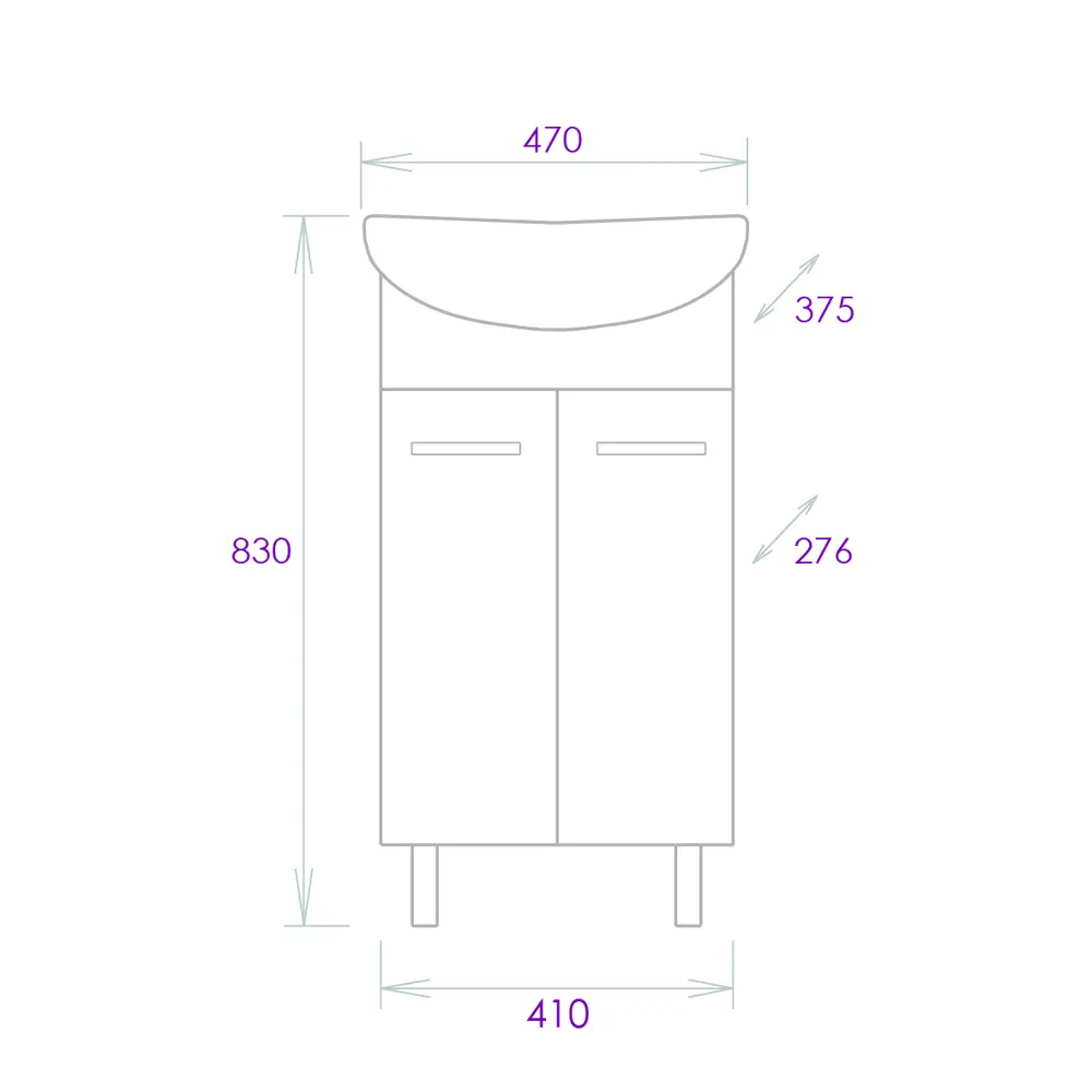 Фото 11 Тумба под раковину напольная Onika 104701 41см цвет белый