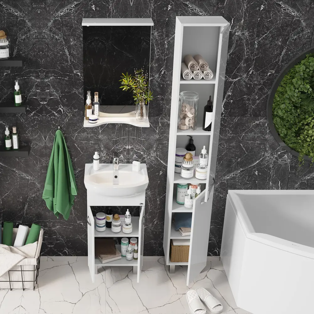 Фото 10 Тумба под раковину напольная Onika 104701 41см цвет белый