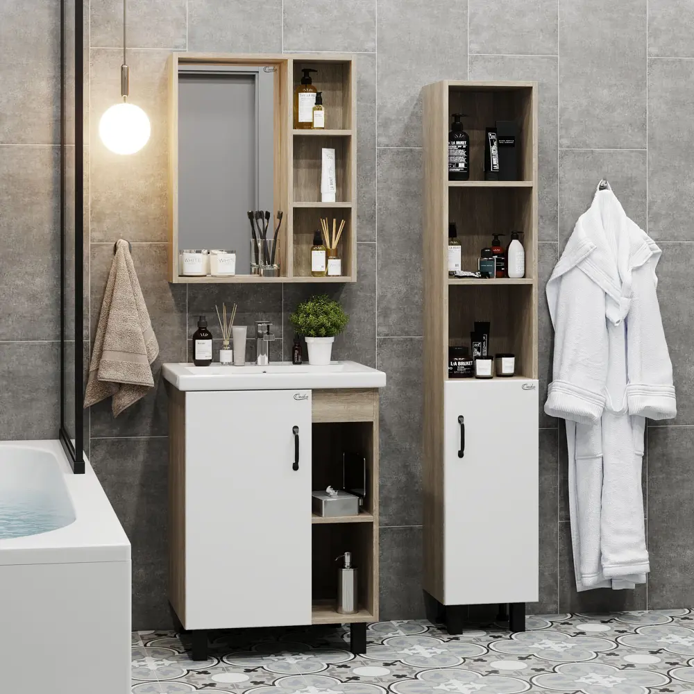 Фото 11 Тумба под раковину напольная Onika 106115 56.5см цвет дуб сонома