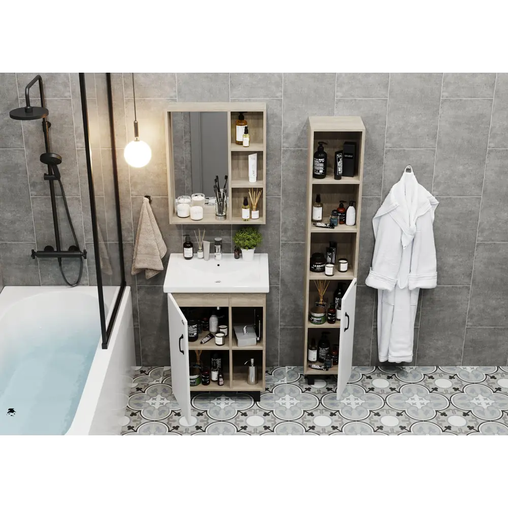 Фото 6 Тумба под раковину напольная Onika 106115 56.5см цвет дуб сонома