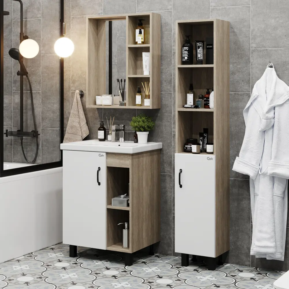 Фото 9 Тумба под раковину напольная Onika 106115 56.5см цвет дуб сонома