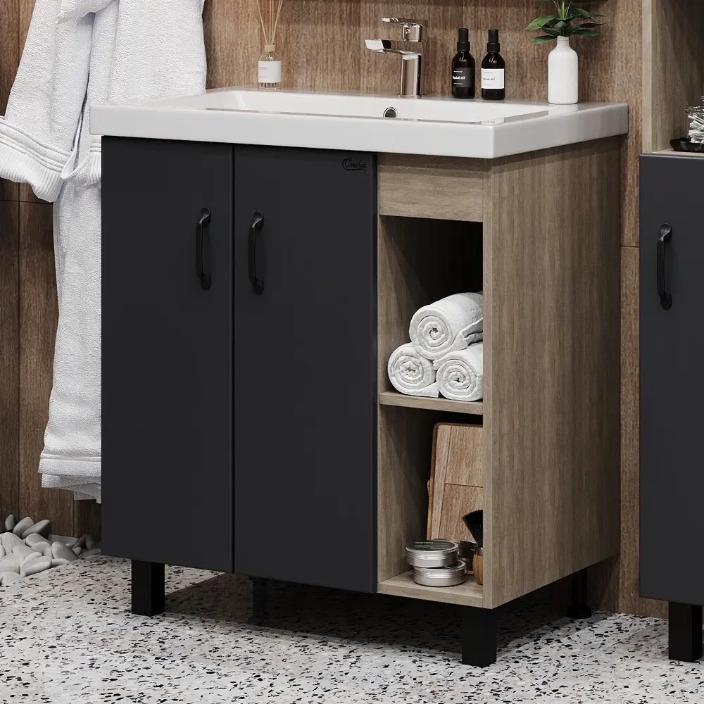 Фото 6 Тумба под раковину напольная Onika 108053 77см цвет дуб сонома Фото 6 Тумба под раковину напольная Onika 108053 77см цвет дуб сонома