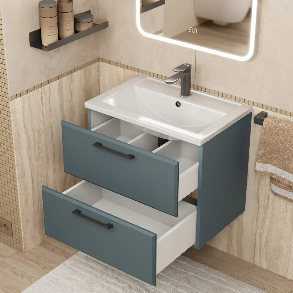 Фото 8 Тумба под раковину напольная Uperwood KFosterNEW60g 60.6см цвет серый графит, с раковиной Фото 8 Тумба под раковину напольная Uperwood KFosterNEW60g 60.6см цвет серый графит, с раковиной