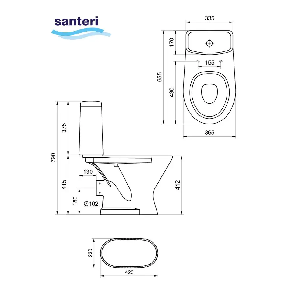 Фото 8 Унитаз-компакт Santeri Грация 1.P210.3.S00.00B.F напольный с бачком и сиденьем Фото 8 Унитаз-компакт Santeri Грация 1.P210.3.S00.00B.F напольный с бачком и сиденьем
