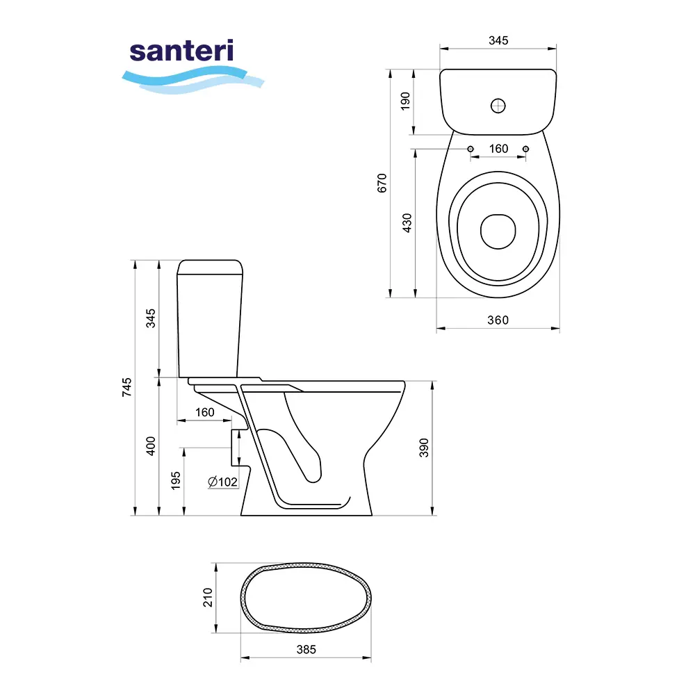 Фото 8 Унитаз-компакт Santeri Pro 1.P215.5.S00.00B.F напольный с бачком и сиденьем Фото 8 Унитаз-компакт Santeri Pro 1.P215.5.S00.00B.F напольный с бачком и сиденьем