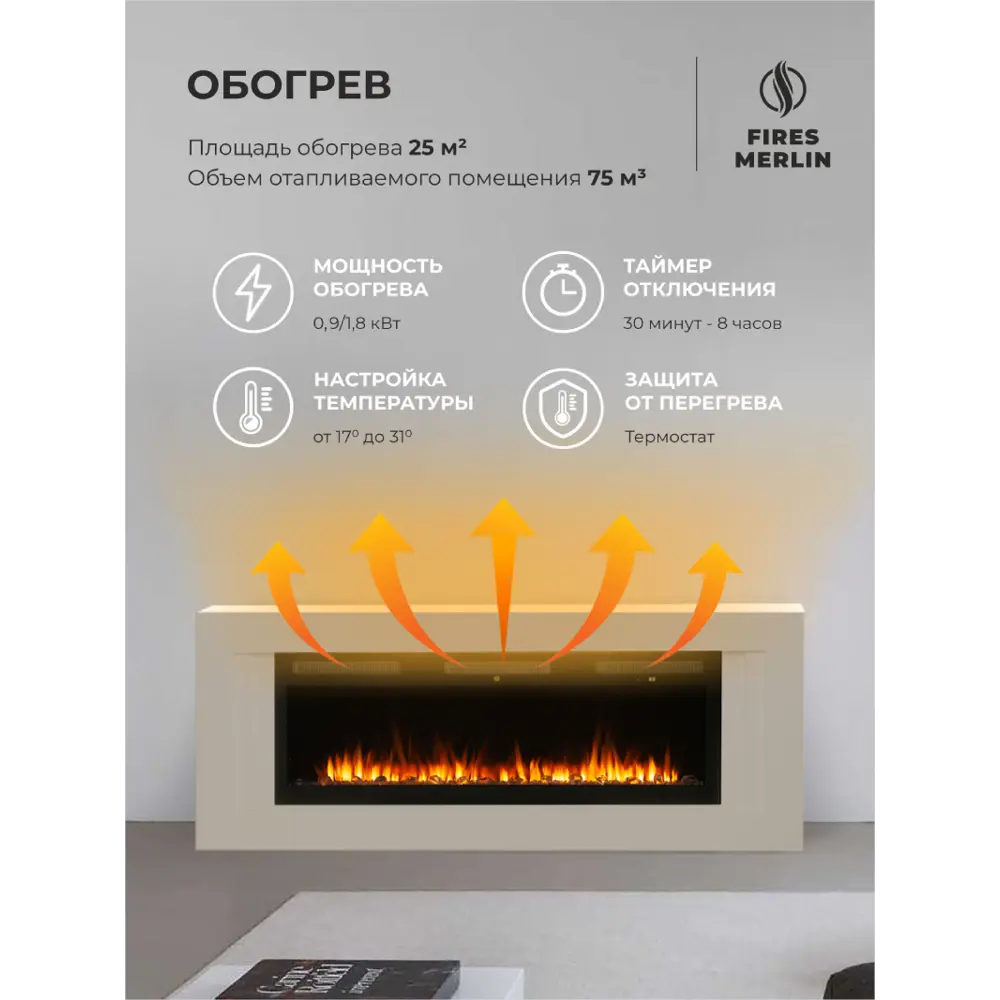 Фото 7 Каминокомплект Fires merlin Stockholm 50 BG с очагом Emerald 50 1800Вт капучино Фото 7 Каминокомплект Fires merlin Stockholm 50 BG с очагом Emerald 50 1800Вт капучино