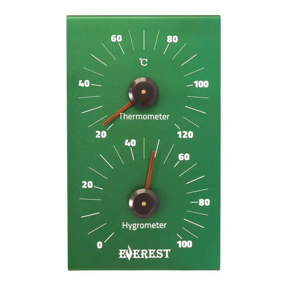 Фото Термогигрометр Everest Green алюминий Фото Термогигрометр Everest Green алюминий