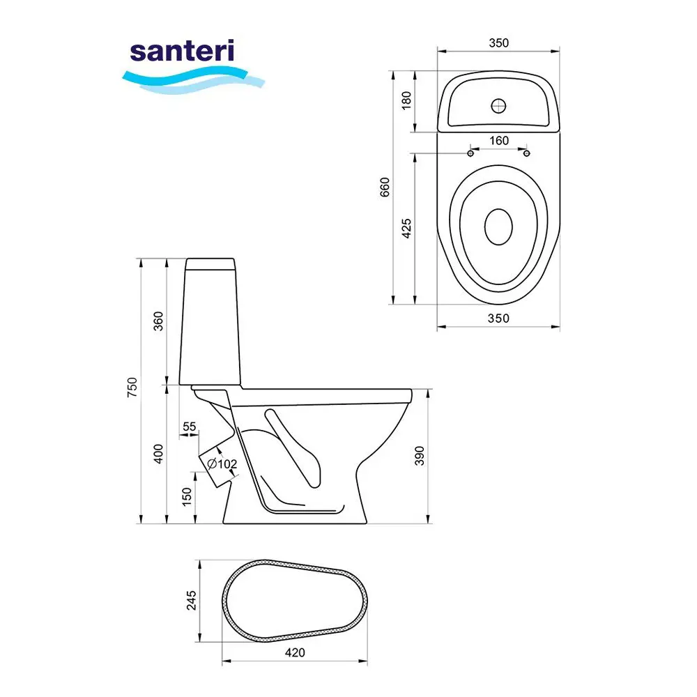 Фото 7 Унитаз-компакт Santeri Прайм 1.P205.4.S00.00B.F напольный с бачком и сиденьем Фото 7 Унитаз-компакт Santeri Прайм 1.P205.4.S00.00B.F напольный с бачком и сиденьем
