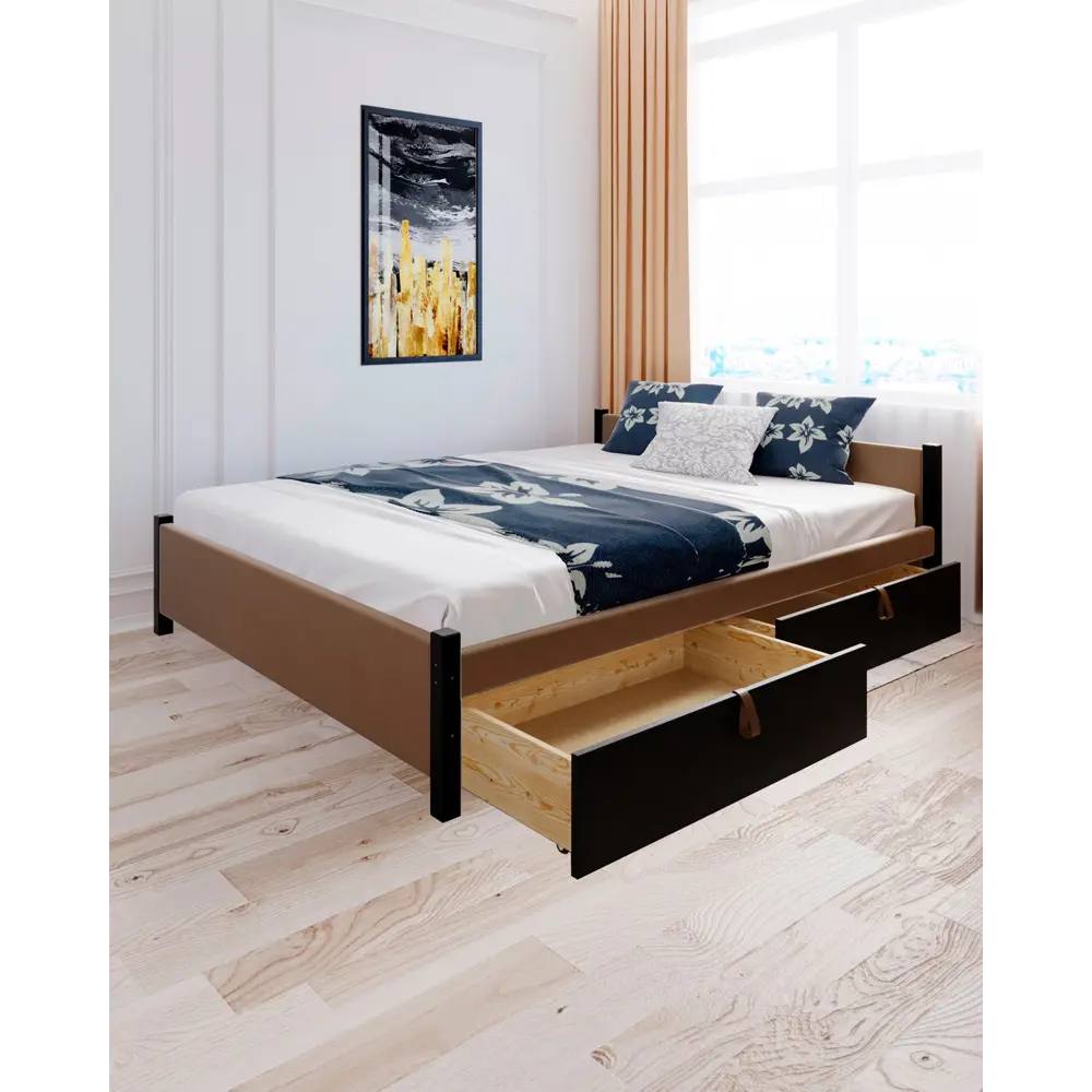 Фото 5 Кровать Solarius Классика 170x63x210 см дерево с реечным основанием цвет коричневый/черный оникс Фото 5 Кровать Solarius Классика 170x63x210 см дерево с реечным основанием цвет коричневый/черный оникс