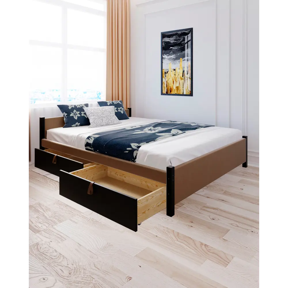 Фото Кровать Solarius Классика 130x63x200 см дерево со сплошным основанием цвет коричневый/черный оникс Фото Кровать Solarius Классика 130x63x200 см дерево со сплошным основанием цвет коричневый/черный оникс