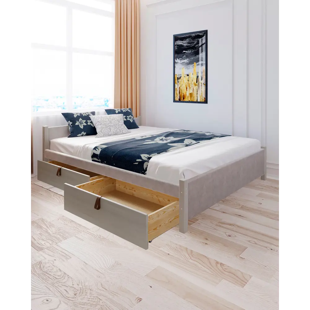 Фото Кровать Solarius Классика 130x63x210 см дерево с реечным основанием цвет светло-серый/платиновый Фото Кровать Solarius Классика 130x63x210 см дерево с реечным основанием цвет светло-серый/платиновый