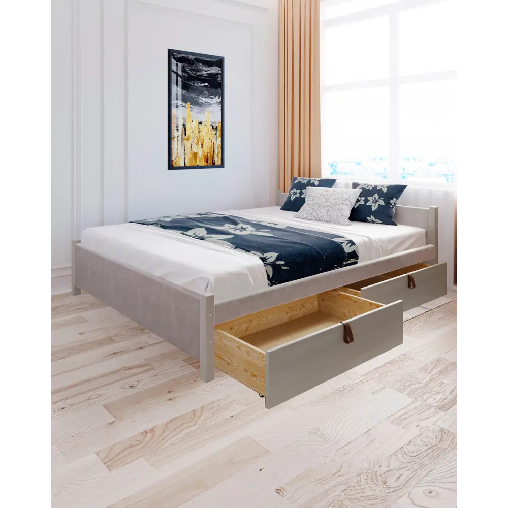 Фото 5 Кровать Solarius Классика 130x63x200 см дерево с реечным основанием цвет светло-серый/платиновый Фото 5 Кровать Solarius Классика 130x63x200 см дерево с реечным основанием цвет светло-серый/платиновый