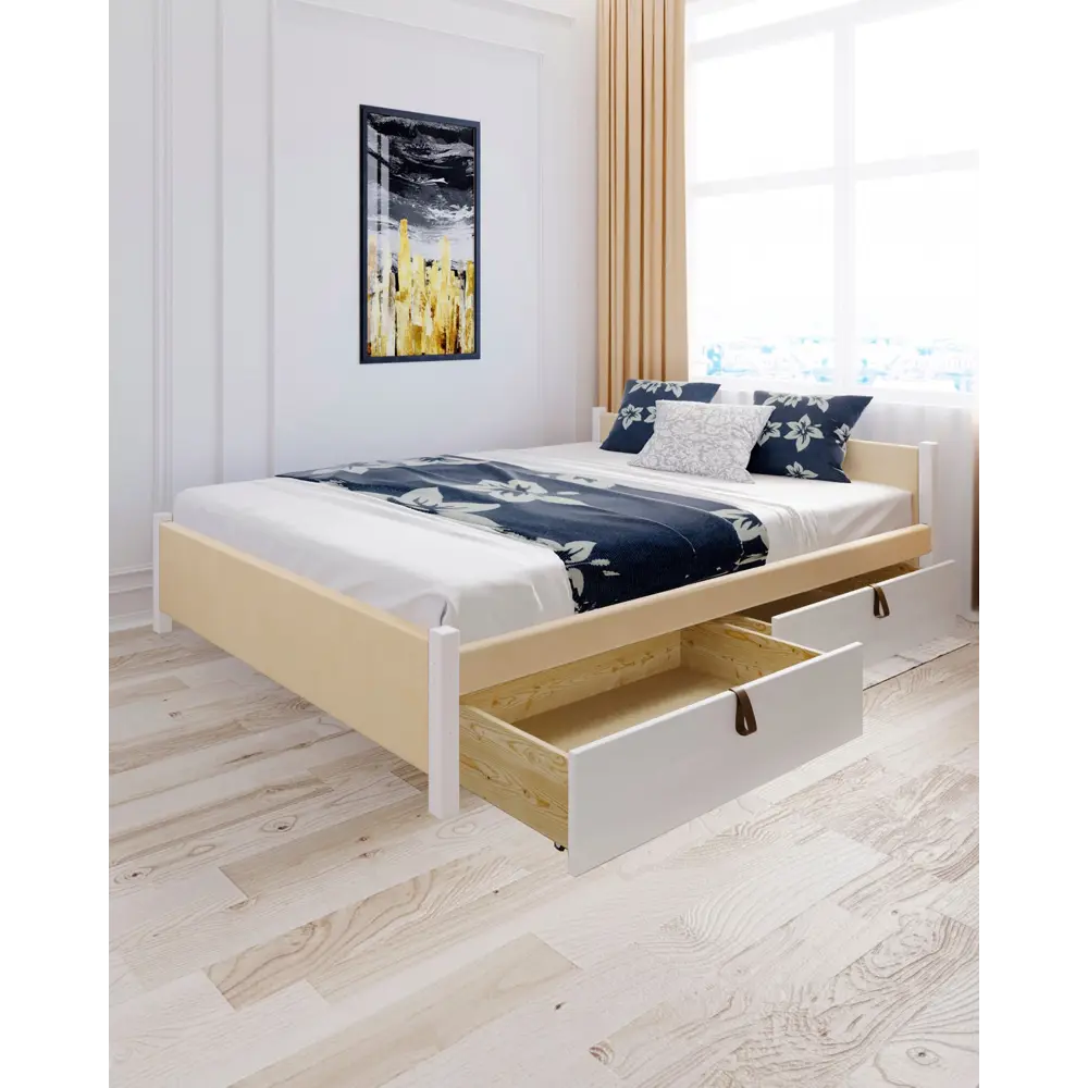 Фото 5 Кровать Solarius Классика 130x63x200 см дерево с реечным основанием цвет бежевый/белый Фото 5 Кровать Solarius Классика 130x63x200 см дерево с реечным основанием цвет бежевый/белый