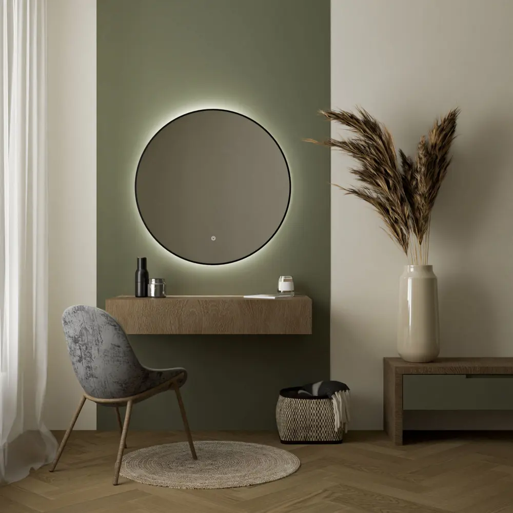 Фото Зеркало для ванной Fixsen FX-1070B с подсветкой LED круглое 70x70 см черное Фото Зеркало для ванной Fixsen FX-1070B с подсветкой LED круглое 70x70 см черное