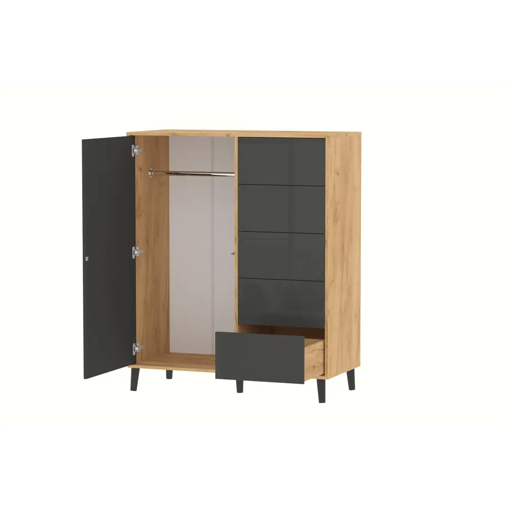 Фото 4 Комод Furnistyle КВ-02 5 ящиков 110х50.5х134.5 см ЛДСП цвет дуб крафт золотой/антрацит Фото 4 Комод Furnistyle КВ-02 5 ящиков 110х50.5х134.5 см ЛДСП цвет дуб крафт золотой/антрацит