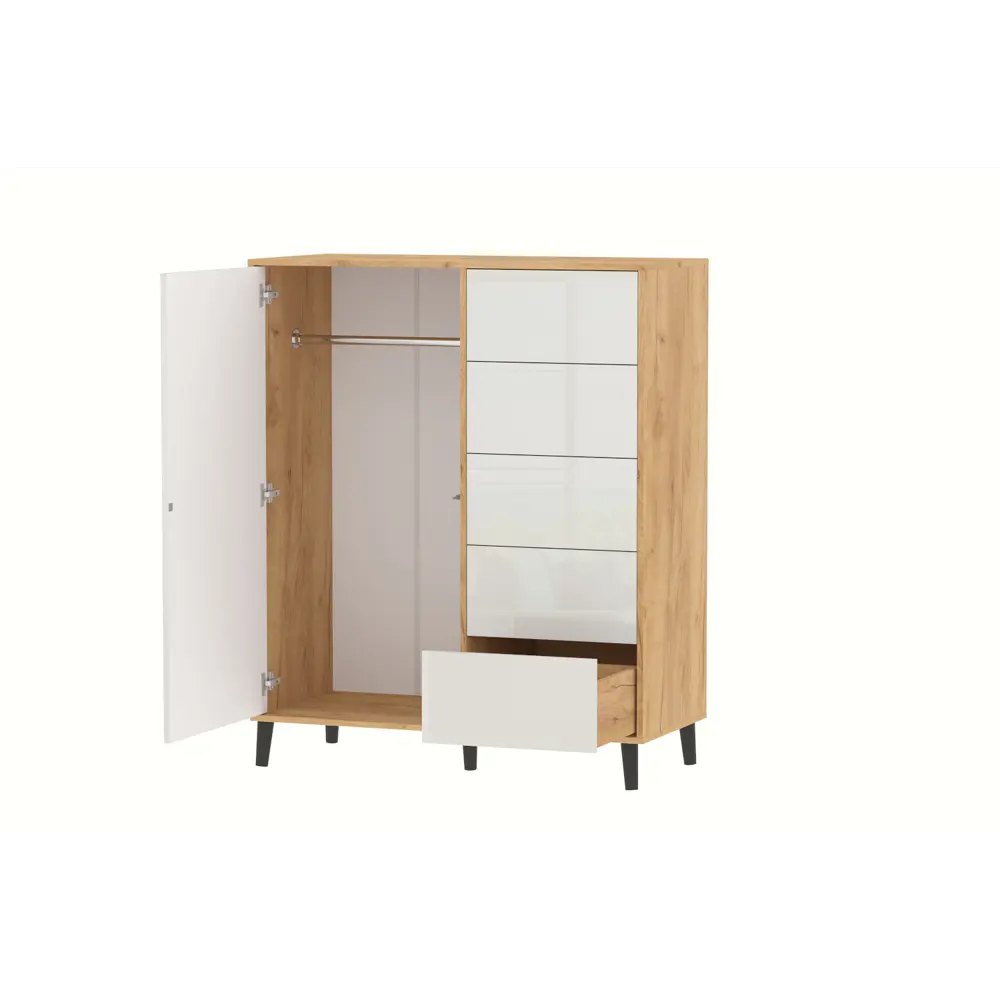 Фото 4 Комод Furnistyle КВ-02 5 ящиков 110х50.5х134.5 см ЛДСП цвет дуб крафт золотой/белый бриллиант Фото 4 Комод Furnistyle КВ-02 5 ящиков 110х50.5х134.5 см ЛДСП цвет дуб крафт золотой/белый бриллиант