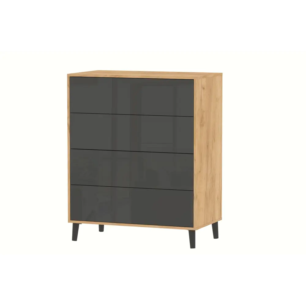Фото 3 Комод Furnistyle КВ-03 4 ящика 90.2х50.5х110 см ЛДСП цвет дуб крафт золотой/антрацит Фото 3 Комод Furnistyle КВ-03 4 ящика 90.2х50.5х110 см ЛДСП цвет дуб крафт золотой/антрацит