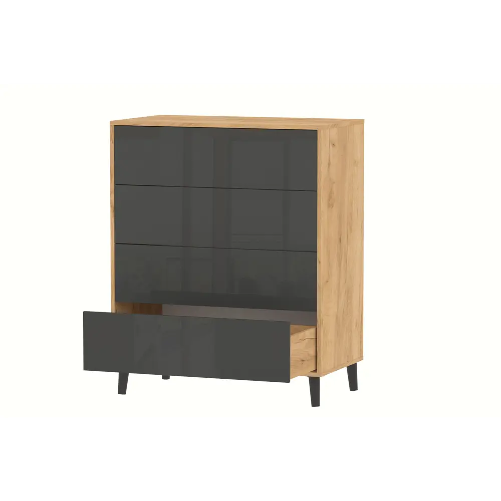 Фото 4 Комод Furnistyle КВ-03 4 ящика 90.2х50.5х110 см ЛДСП цвет дуб крафт золотой/антрацит Фото 4 Комод Furnistyle КВ-03 4 ящика 90.2х50.5х110 см ЛДСП цвет дуб крафт золотой/антрацит