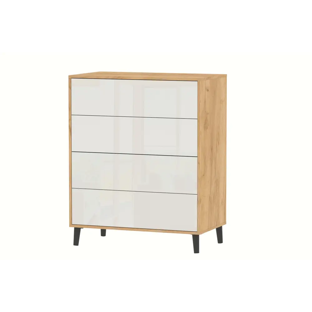 Фото 3 Комод Furnistyle КВ-03 4 ящика 90.2х50.5х110 см ЛДСП цвет дуб крафт золотой/белый бриллиант Фото 3 Комод Furnistyle КВ-03 4 ящика 90.2х50.5х110 см ЛДСП цвет дуб крафт золотой/белый бриллиант