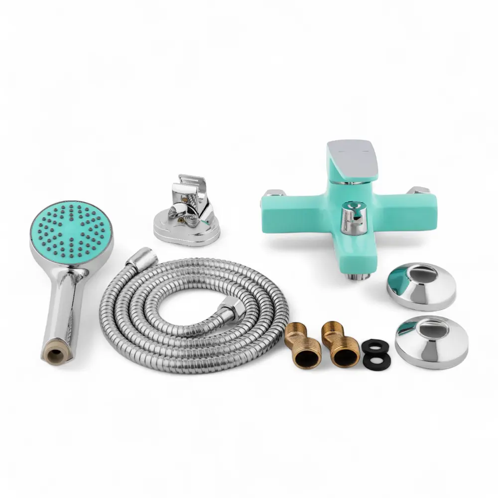 Фото 7 Смеситель для ванны Эверест B30-02721 однорычажный с душевой лейкой цвет мятный Фото 7 Смеситель для ванны Эверест B30-02721 однорычажный с душевой лейкой цвет мятный