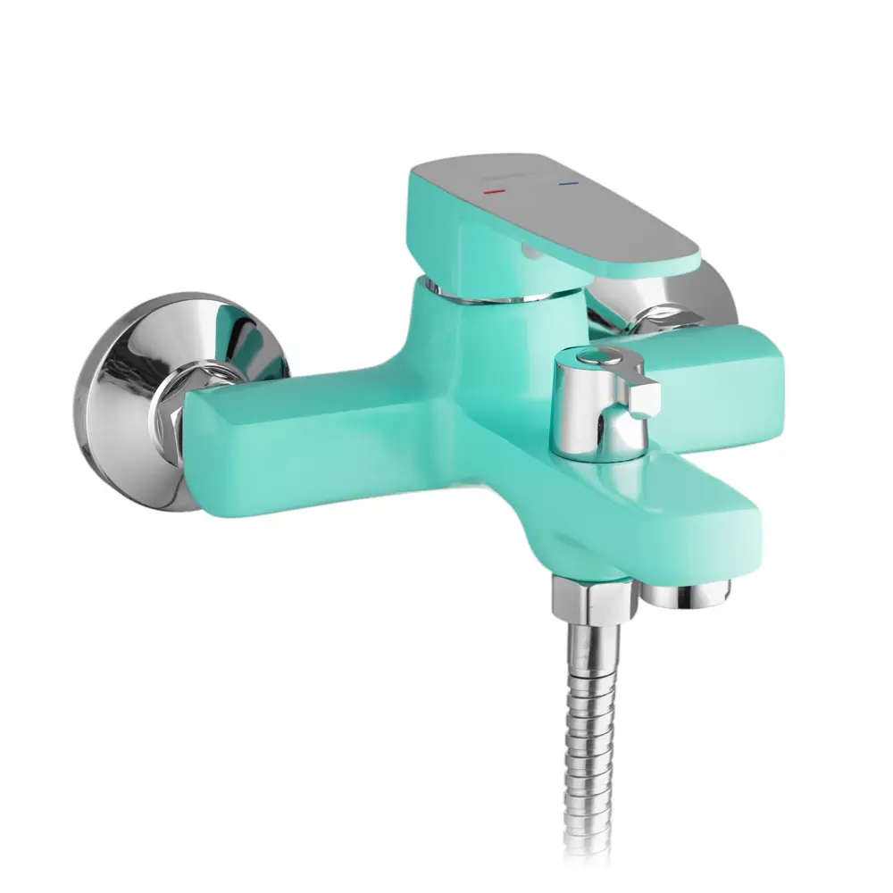 Фото 2 Смеситель для ванны Эверест B30-02721 однорычажный с душевой лейкой цвет мятный Фото 2 Смеситель для ванны Эверест B30-02721 однорычажный с душевой лейкой цвет мятный