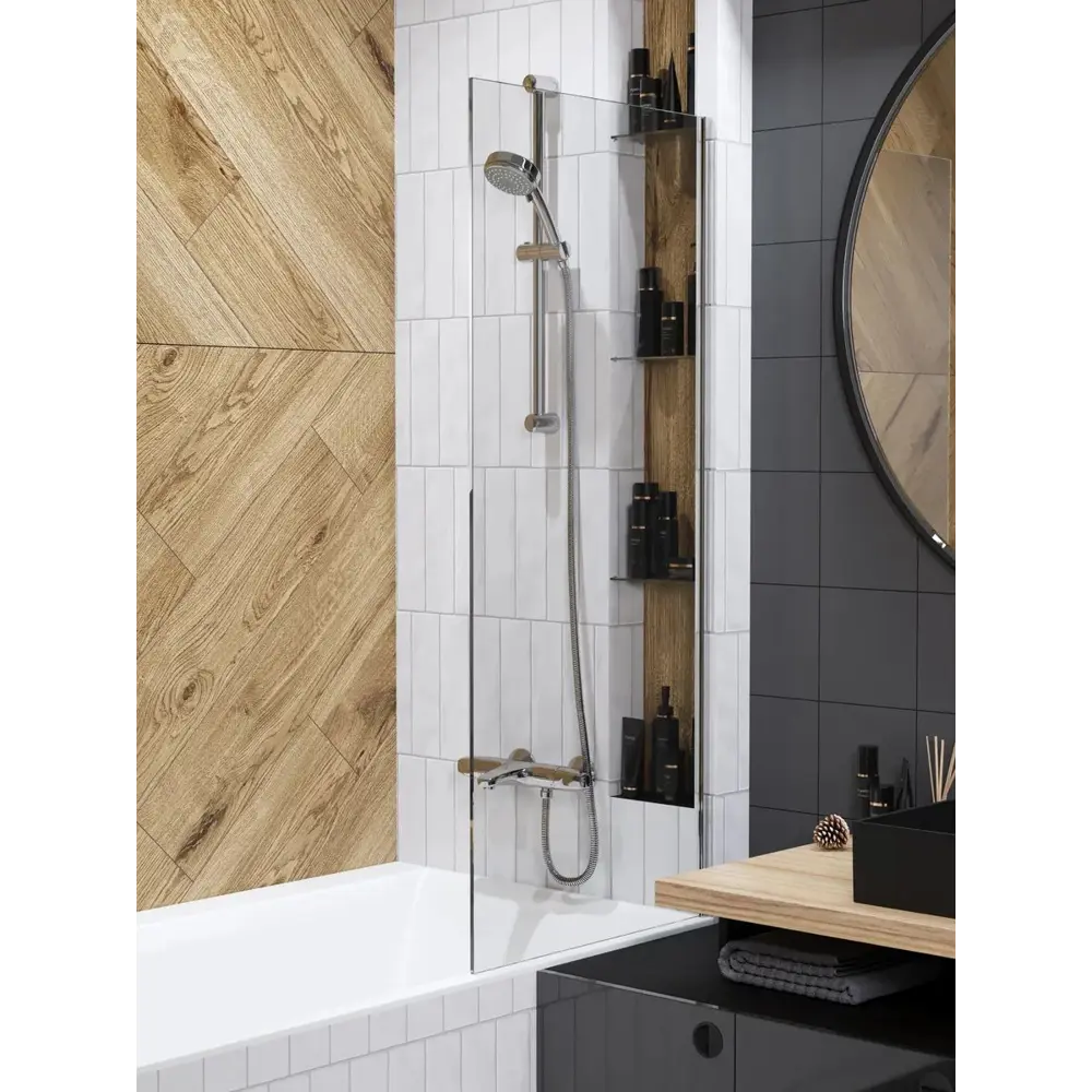 Фото 5 Ширма на ванну Watersense Paula стеклянная 60x140 прозрачное закаленное стекло профиль хром Фото 5 Ширма на ванну Watersense Paula стеклянная 60x140 прозрачное закаленное стекло профиль хром