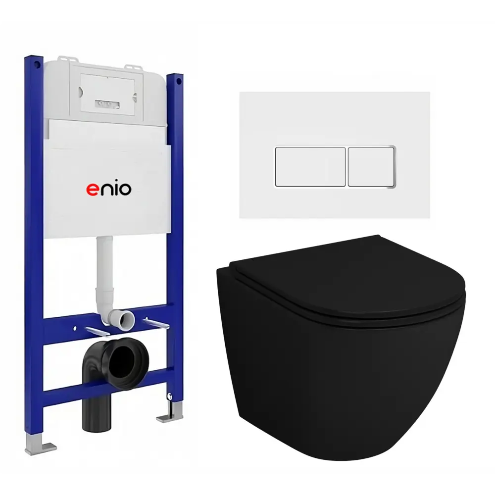 Фото Комплект инсталляция с унитазом Enio 611914 цвет черный Фото Комплект инсталляция с унитазом Enio 611914 цвет черный