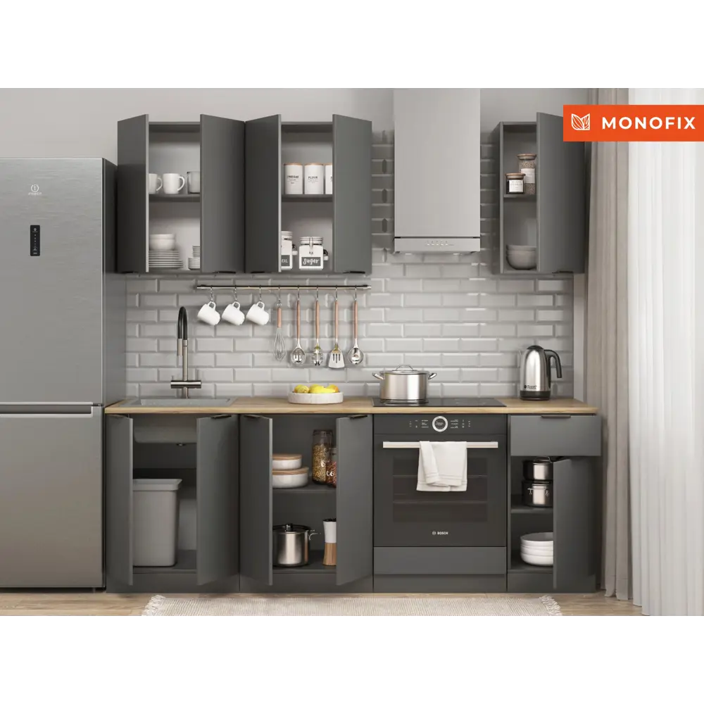 Фото 7 Напольный шкаф ОДОС Monofix 60x82x53 см ЛДСП цвет графит Фото 7 Напольный шкаф ОДОС Monofix 60x82x53 см ЛДСП цвет графит