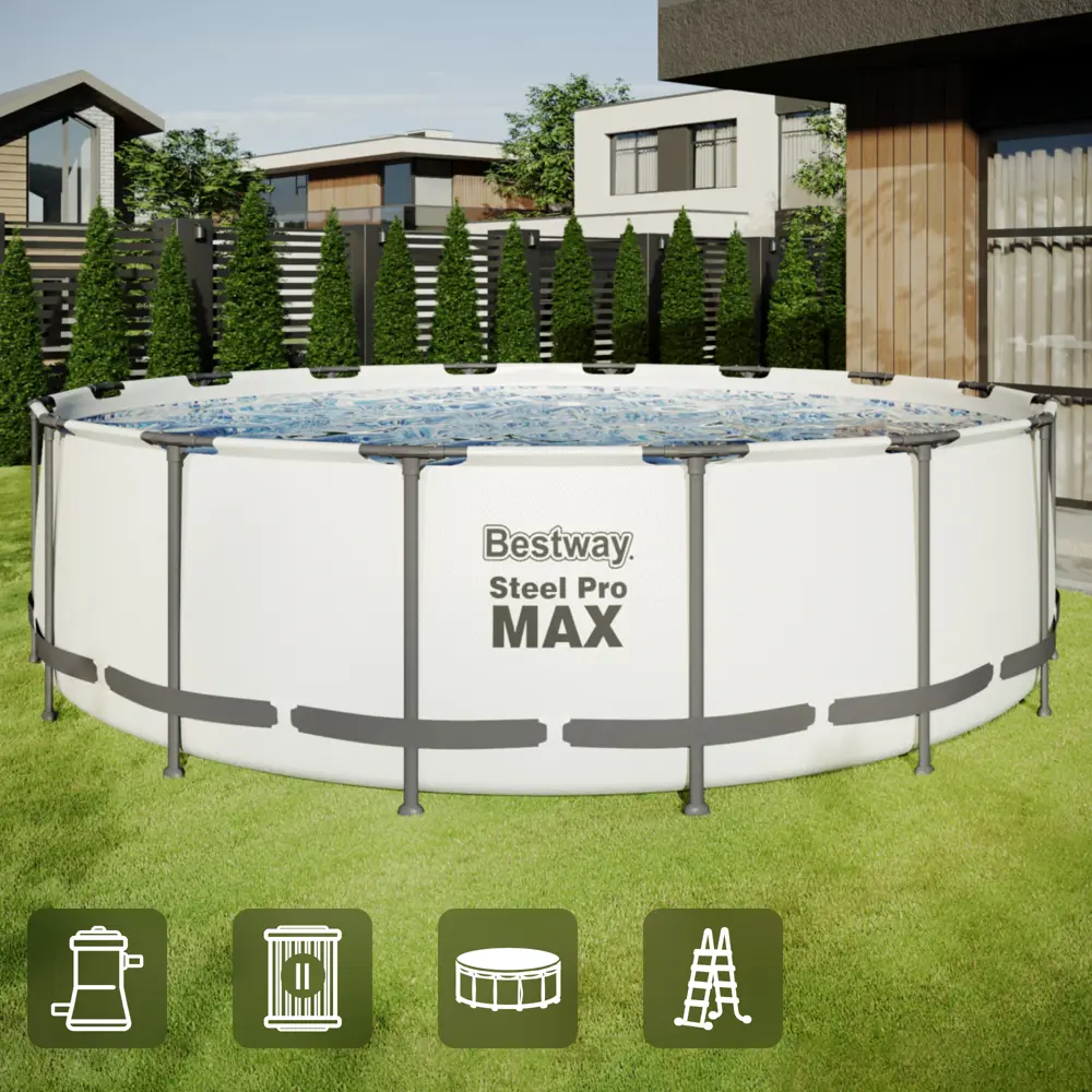 Фото Каркасный бассейн Bestway 5612Z BW 488x122 см Фото Каркасный бассейн Bestway 5612Z BW 488x122 см