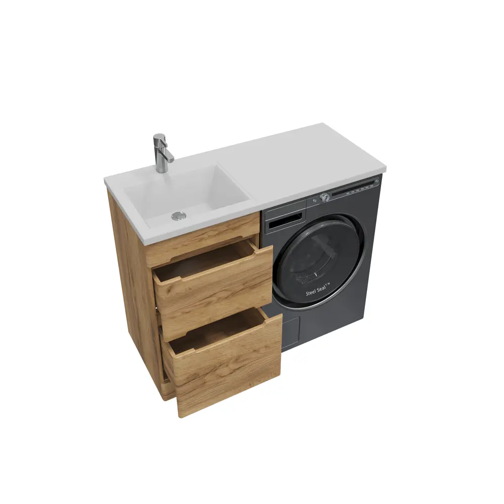 Фото 3 Тумба под раковину напольная Ruvann Т.DUET.GK-50Н-KIT-DAL110L 110см цвет голд крафт, дуб вотан, с раковиной Фото 3 Тумба под раковину напольная Ruvann Т.DUET.GK-50Н-KIT-DAL110L 110см цвет голд крафт, дуб вотан, с раковиной