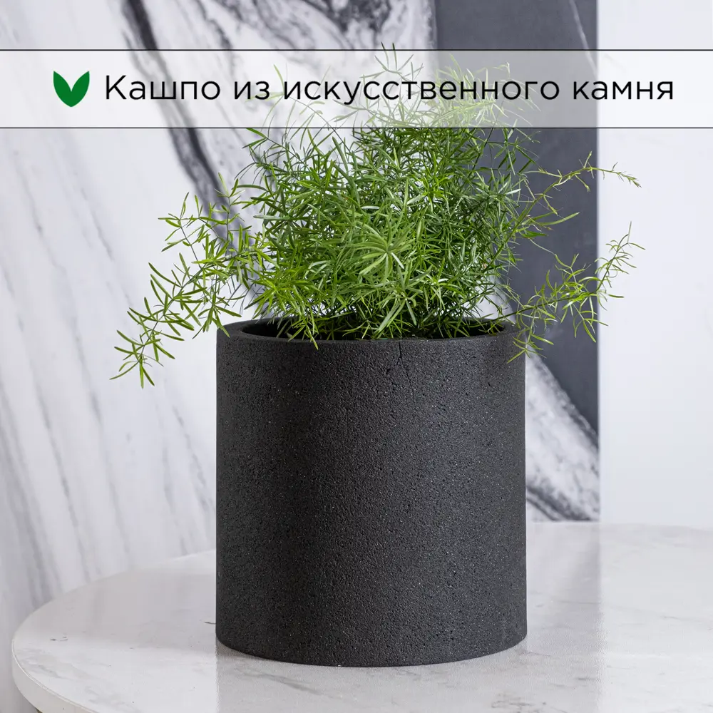 Фото Кашпо Evabrick d20 см 20 см 5 л полимербетон черный без автополива Фото Кашпо Evabrick d20 см 20 см 5 л полимербетон черный без автополива