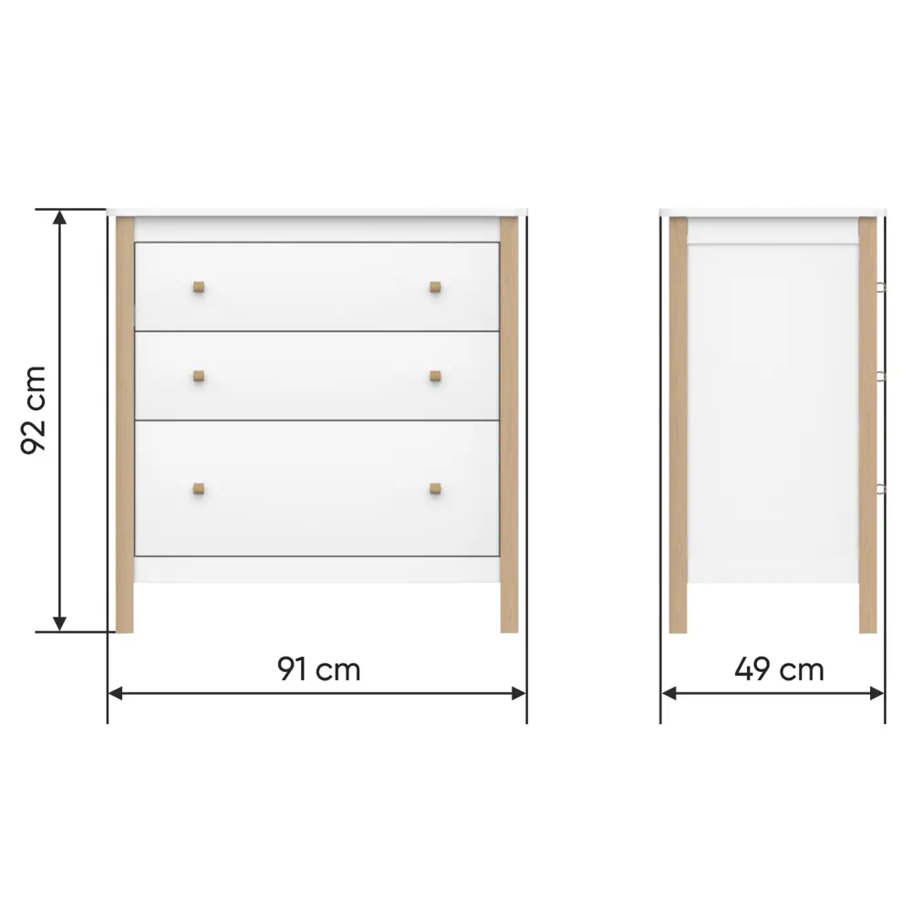 Фото 8 Комод Ellipse furniture Classic 3 ящика 91x49x92 см МДФ цвет белый Фото 8 Комод Ellipse furniture Classic 3 ящика 91x49x92 см МДФ цвет белый