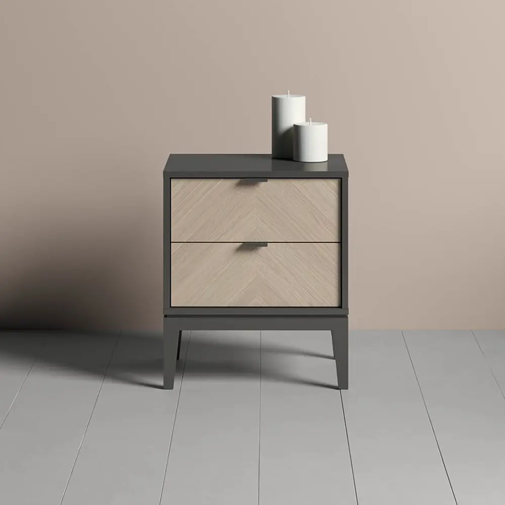 Фото 4 Тумба прикроватная Ellipse furniture 47.4x55.6x40.8 см 2 ящика МДФ цвет темно-серый Фото 4 Тумба прикроватная Ellipse furniture 47.4x55.6x40.8 см 2 ящика МДФ цвет темно-серый