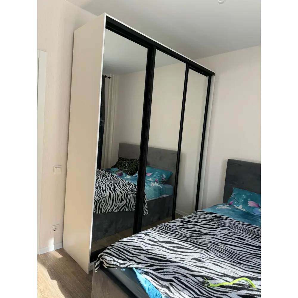 Фото 8 Шкаф-купе Клевер Атина с 3 дверями 240x220х50 см 9 полок ЛДСП цвет белый/лофт зеркальный Фото 8 Шкаф-купе Клевер Атина с 3 дверями 240x220х50 см 9 полок ЛДСП цвет белый/лофт зеркальный