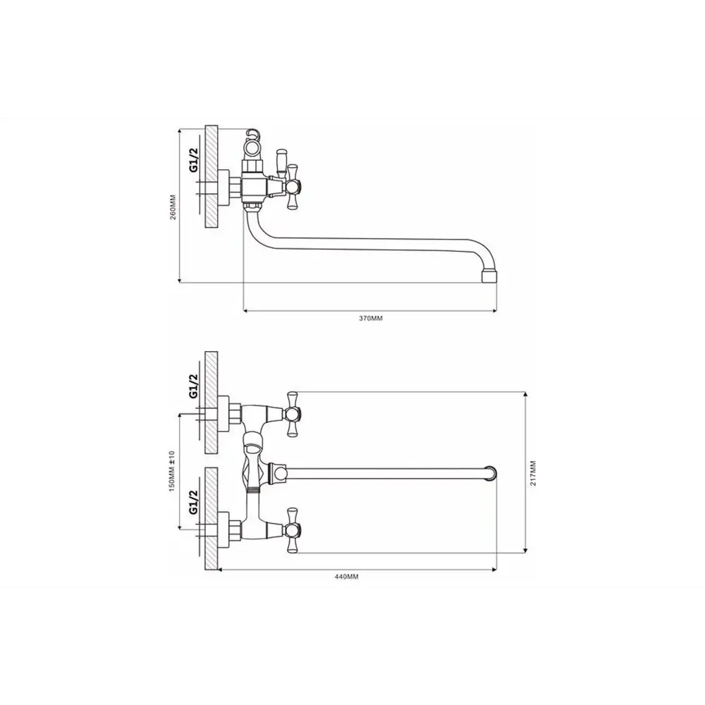 Фото 10 Смеситель для ванны Ekko E22118-11 двухвентильный цвет хром
