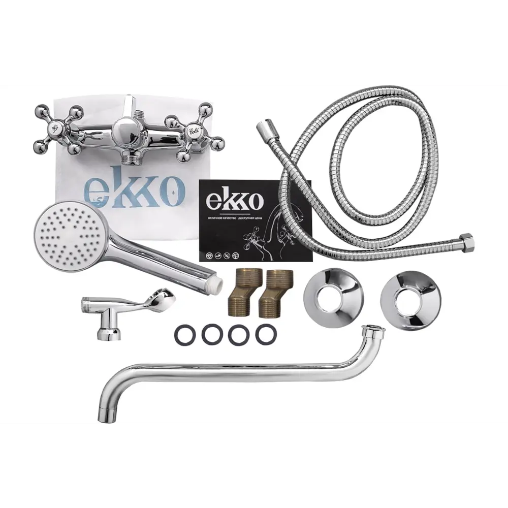 Фото 6 Смеситель для ванны Ekko E26019-2 двухвентильный цвет хром Фото 6 Смеситель для ванны Ekko E26019-2 двухвентильный цвет хром