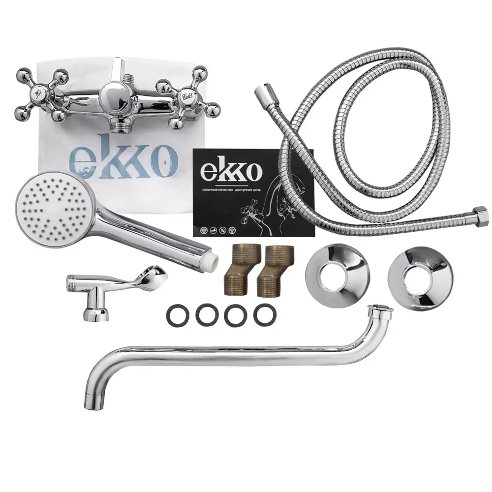 Фото 3 Смеситель для ванны Ekko E26019-2 двухвентильный цвет хром Фото 3 Смеситель для ванны Ekko E26019-2 двухвентильный цвет хром